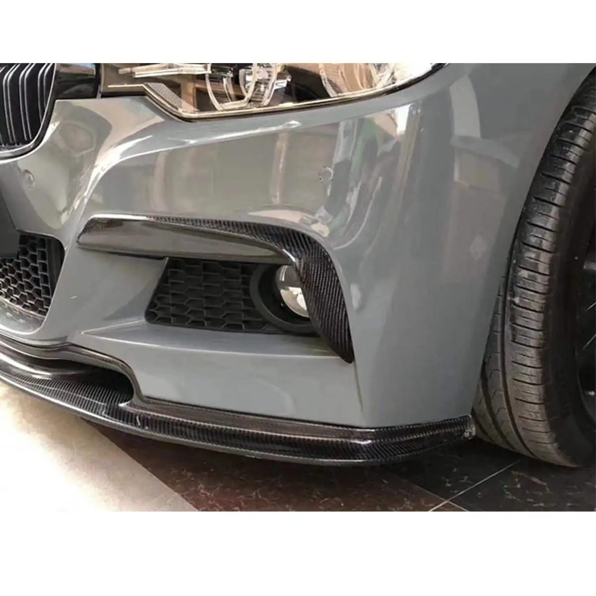 1 Nustatyti Anglies Pluošto Stiliaus Priekinis Bamperis Skaldymo Lūpų Atvartais Prijuostė Tinka BMW 3 Series F30 M Sport Sedanas 2013-2017 Tik ABS