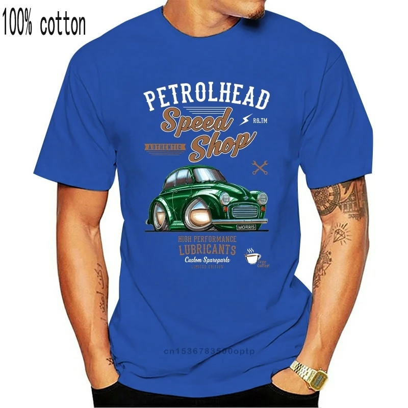 Petrolhead Greitis Parduotuvė Motyvas ir Licencijuotas Retro Britų Morris Moggy Nepilnametis Vaizdo dovana Mens Black t-shirt viršuje vyrų marškinėliai