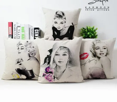 Nemokamas pristatymas/classic Monroe Hepburn medvilnės užvalkalas pagalvės pasvirusi apie 43 * 43 Vidinės Nr.