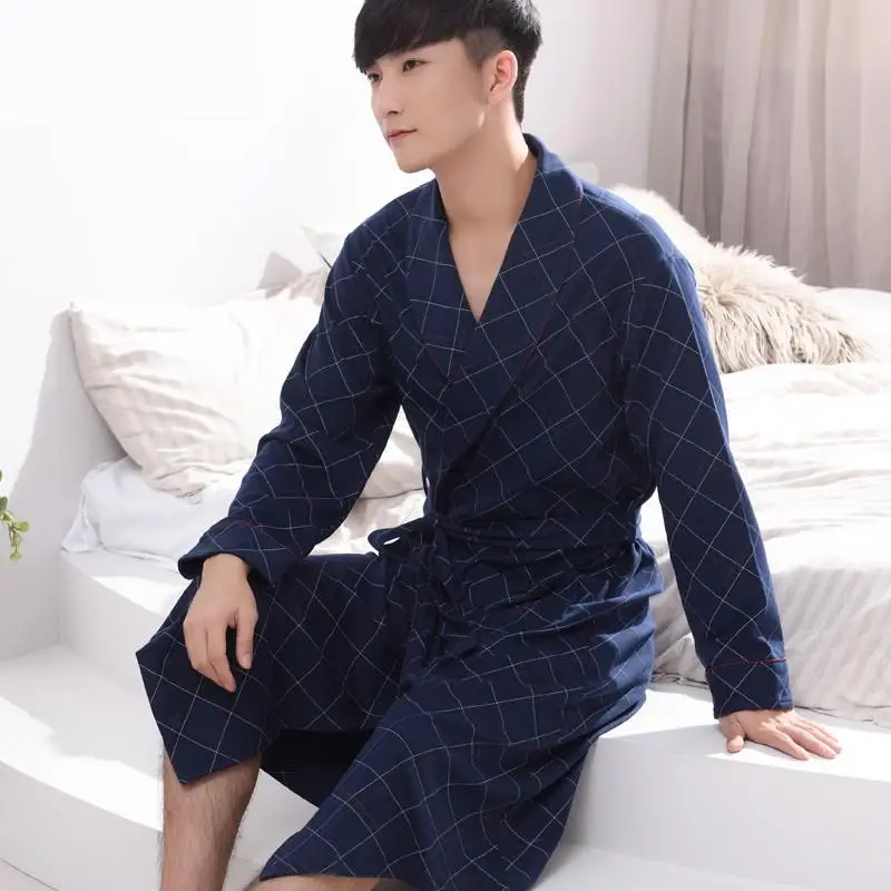 Sleepdress Rudenį Medvilnės Pora Skraiste Sleepwear Pledas Moterų Ir Vyrų Chalatas Kimono Suknelė Mėgėjams Atsitiktinis Naktiniai Drabužiai Namų Padažu