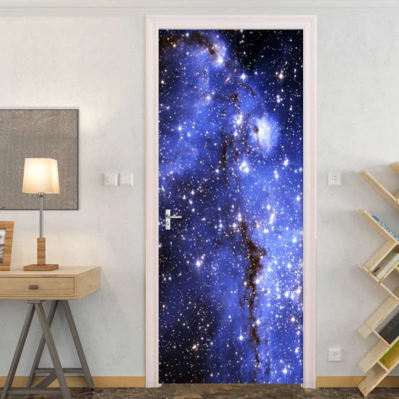 Gražus Galaxy Žvaigždėtas Dangus Durys, Sienos Lipdukas lipnios Vandeniui Tapetai, Lipdukai Namų Dekoro Durys, Sienos Lipdukas Plakatas