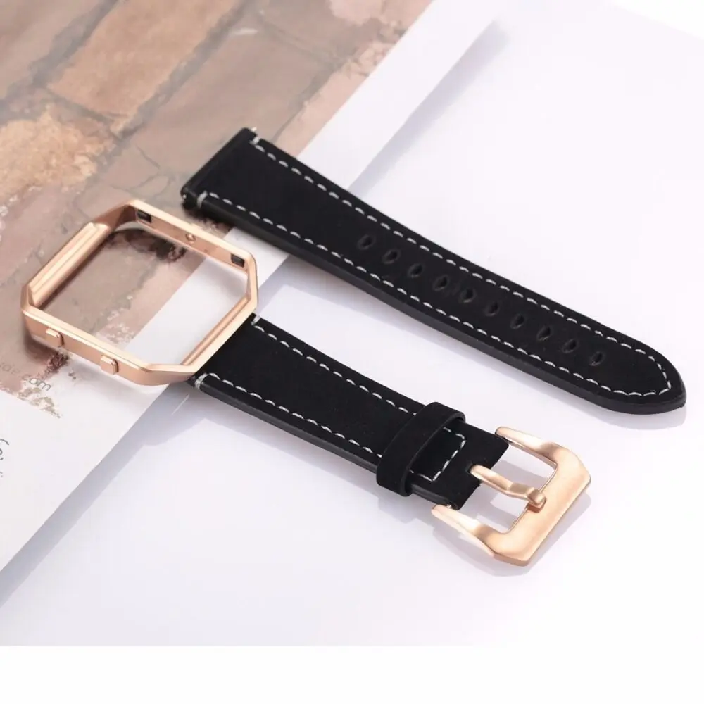 Natūralios Odos Žiūrėti Juostos Fitbit Blaze Pakeitimo Juosta +Metalinis Rėmas Namas Wrsit Juostos Fitbit Blaze Smart Watch Band