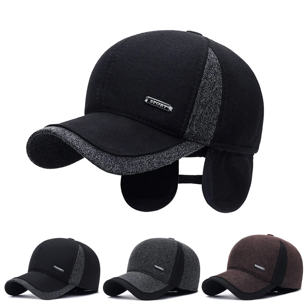 2020 m. Aukštos Kokybės Beisbolo kepuraitę Žiemos Skrybėlę Mados Kepurės Kepurės Vyrų Vilnos Storas Šiltas Earmuffs Snapback žieminė Kepurė