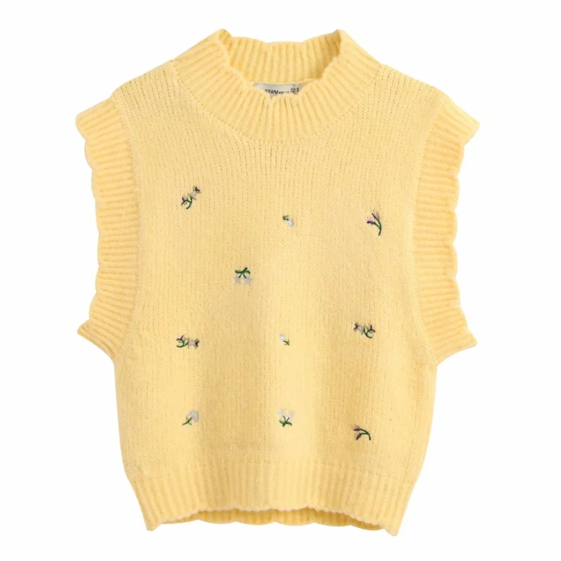 2020 moterų mados apvalios apykaklės gėlių siuvinėjimas geltona mezgimo megztinis moteriška atsitiktinis puloveriai prabangus laisvalaikio Džemperis viršūnes S251