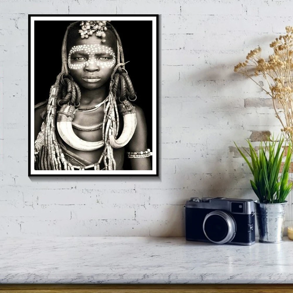 Afrikos Moterys Juoda Ir Balta Canvans Plakatai, Tapyba Ir Grafika Quadros Sienos Meno Nuotrauką Kambarį Namų Dekoro Cuadros