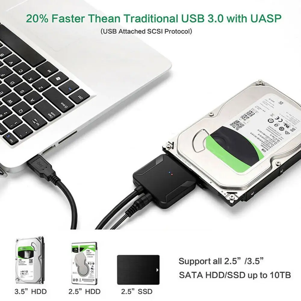 N USB 3.0 SATA Kabelis Sata į USB 3.0 Adapteris, Iki 5 Gb / s Paramos 3,5 Colių Išorinį HDD SSD Kietąjį Diską Dual USB, Sata III Kabelis