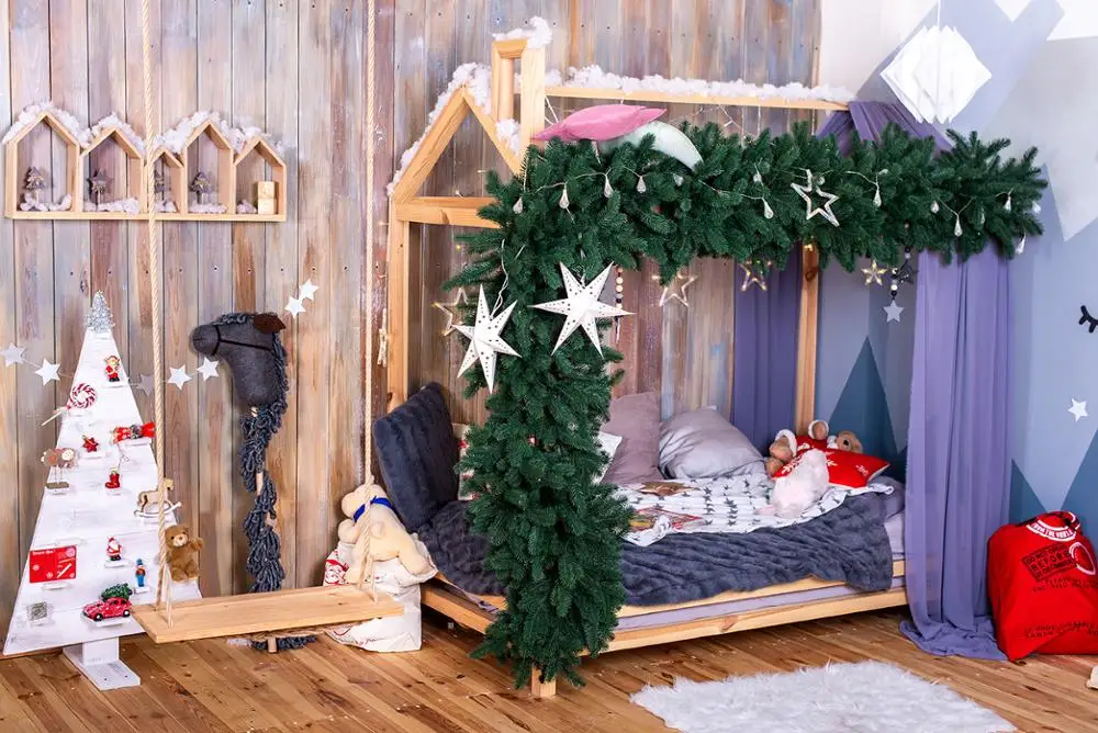 Capisco Kalėdų Vainikas Fotografijos Fone medienos sienos lova kūdikių Kalėdos Šalis Dekoro Prekių Nuotraukos Backdrops Reklama Studija Rekvizitai