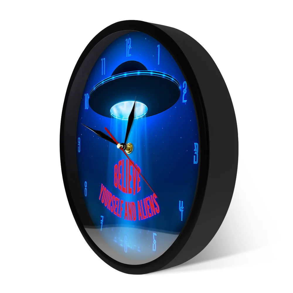Manau, Sau Ir Svetimų Sieninis Laikrodis Kosmoso Citata UFO Grobimo Sienos Meno skraidančia Lėkšte Namų Dekoro Vaikų Miegamasis Laikrodis