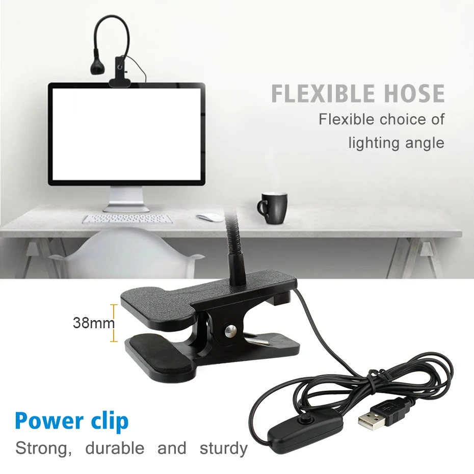 LED On/Off Jungiklis Įrašą Stalo Lempos USB Power Led Stalo Lempa Lanksti Knygos Šviesos Diodų Naktinis Apšvietimas Balta/Šiltai Balta Studijų Darbą