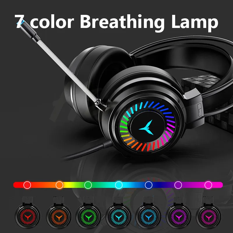 Kompiuteris, USB 3,5 mm 9D Dinamiškas Žaidimas laisvų Rankų įranga spalvotu LED Kvėpavimo Apšvietimas PS4 Ausines Surround stereo profesionalios Ausinės