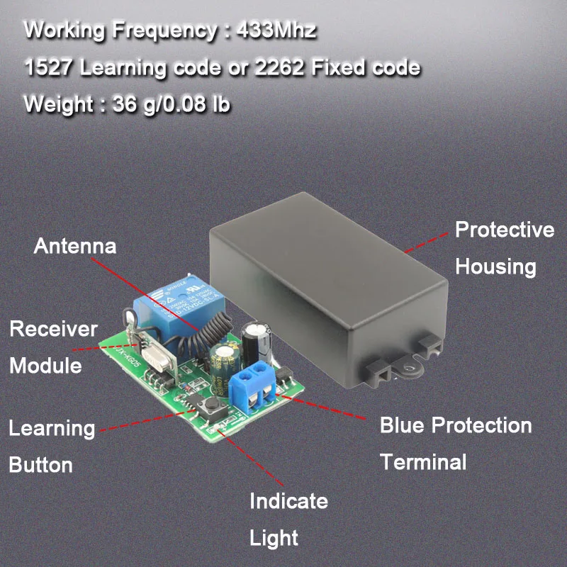 433Mhz Belaidžio RD ryšio Nuotolinio Valdymo pultas Universalus smart switch AC 85~220V 1CH Imtuvas Siųstuvas Led 