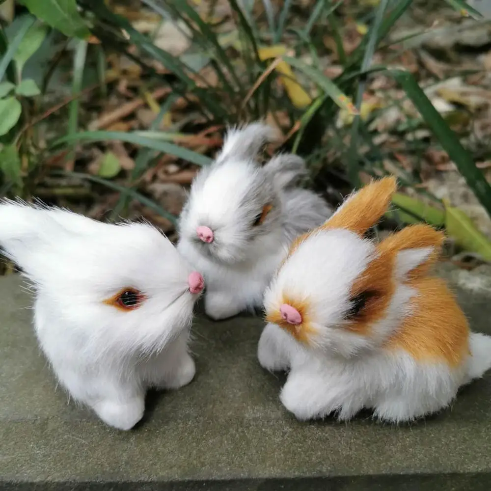 1pcs/7.5*4*6cm,Dirbtinių Furry Mini Rabbit,Modeliavimo Zuikis Vestuvių, Gimtadienio Namų Dekoro priedai,vaikai dovana