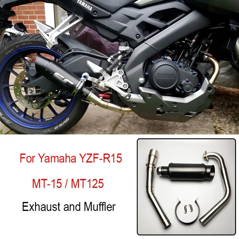 Už Yamaha YZF R15 MT-15 2008-2016 2017 MT125 Motociklo Pilną Išmetimo Duslintuvas Duslintuvo Vidurinės Nuorodą Vamzdis Vamzdis Modifikuotas