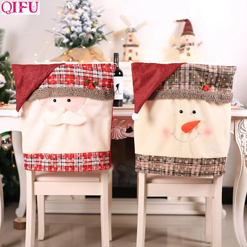 QIFU Santa Claus ir Kalėdų Kėdė Padengti Linksmų Kalėdų Dekoracijas namams Kalėdų 2019 Papuošalai Kalėdų Dovanos Navidad Naujųjų Metų
