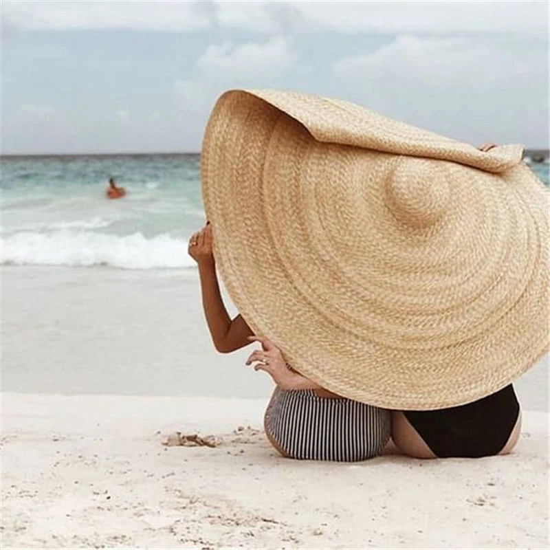 Vasaros Super Didelių Saulės Skrybėlę Mados Paplūdimio Kepurės Reguliuojamas Sulankstomas Šiaudų Bžūp Apima Anti-Uv Apsauga Nuo Saulės, Skrybėlės, Šiaudų Skrybėlę Beach, Va