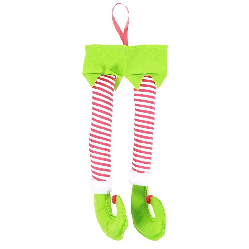 Kalėdų Santa Elf Kojų Juokinga Pliušinis Įdaryti Kojas su Batais Kalėdų Eglutės Ornamentu