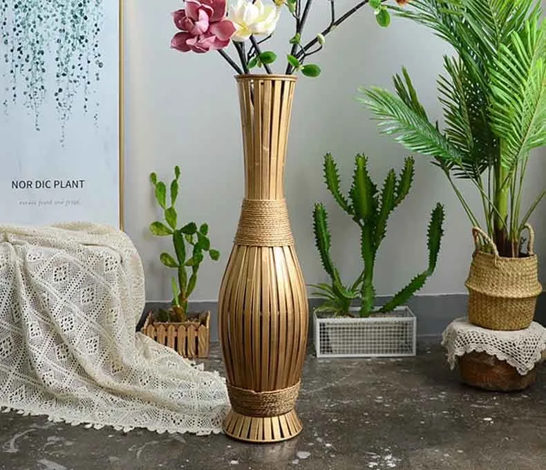 Grindų Vaza, Didelis Namų Dekoro Didelis Bambuko Grindų Gėlių Vaza Kambarį Namo Apdaila Meno Vaza Apdaila Namo