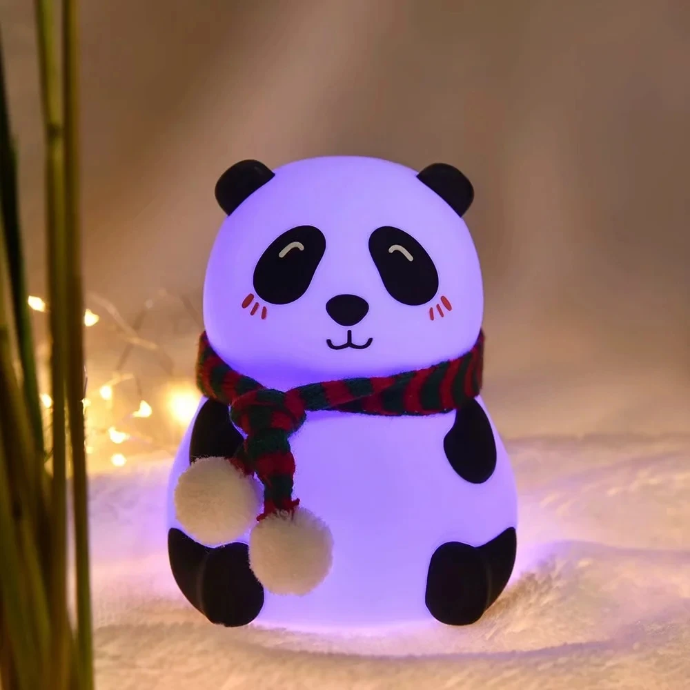 Naktį šviesos diodų (LED) Silikono Panda Naktį lampTouch Jutiklis Spalvinga USB Įkrovimo Miegamojo, Naktiniai staleliai, Lempa, Vaikams, Vaikų, Kūdikių Dovanų