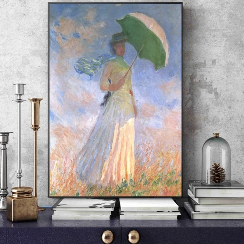 Impresionistinės Tapybos Claude Monet Moteris su Skėtis Sienos Meno Reprodukcijų Garsaus Drobė Spausdina Kambarį Dekoro