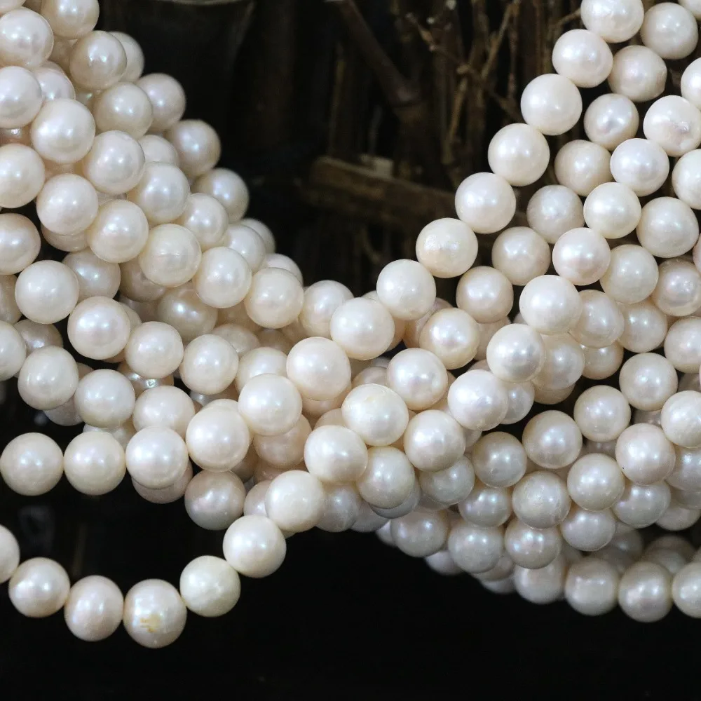 8-9mm karoliukai, natūralūs gėlo vandens dirbtiniu būdu išauginti perlai white pearl prarasti karoliukai papuošalai priėmimo fit 