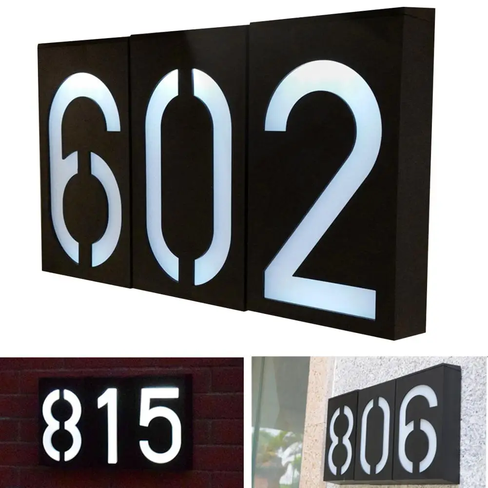 Namo Numeris Doorplate Skaitmeninis Saulės Šviesos diodų (LED) Durų Skaičius Adresą Skaitmenų Wall Mount Numerį Namuose Su Baterija Doorplate 2020 m.
