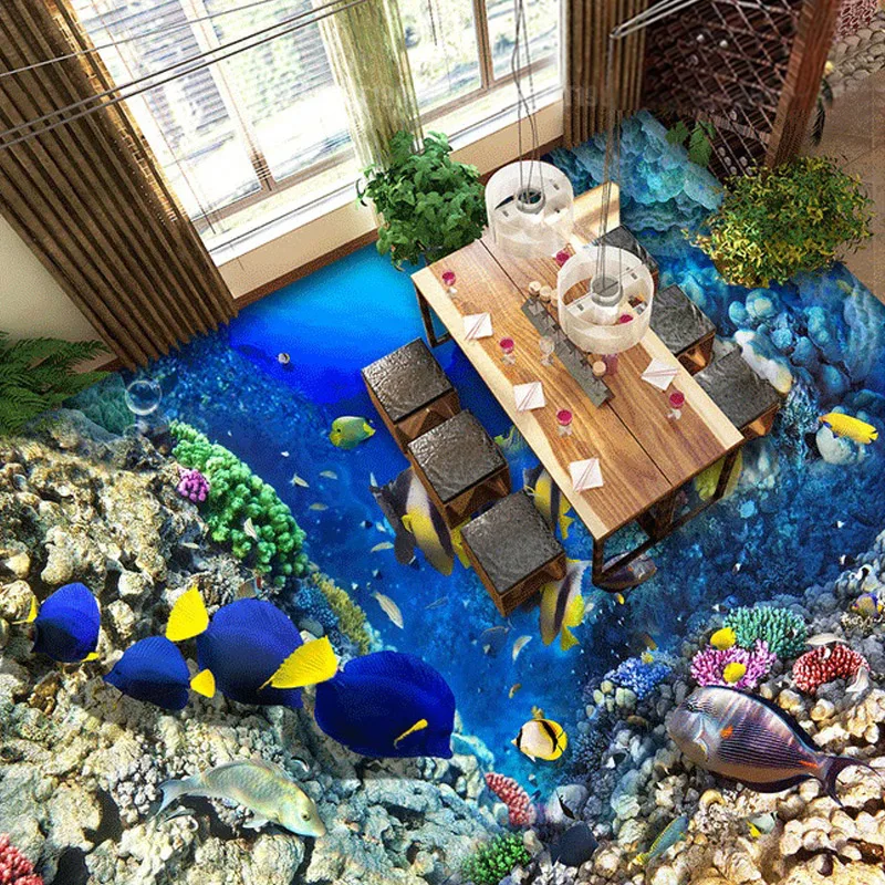 Beibehang Užsakymą 3D Viduržemio jūros Negilių Žuvų Grindų Vandeniui Vonios 3D Kraštovaizdžio Sienos Knygas Vaikams Sienų Dangos