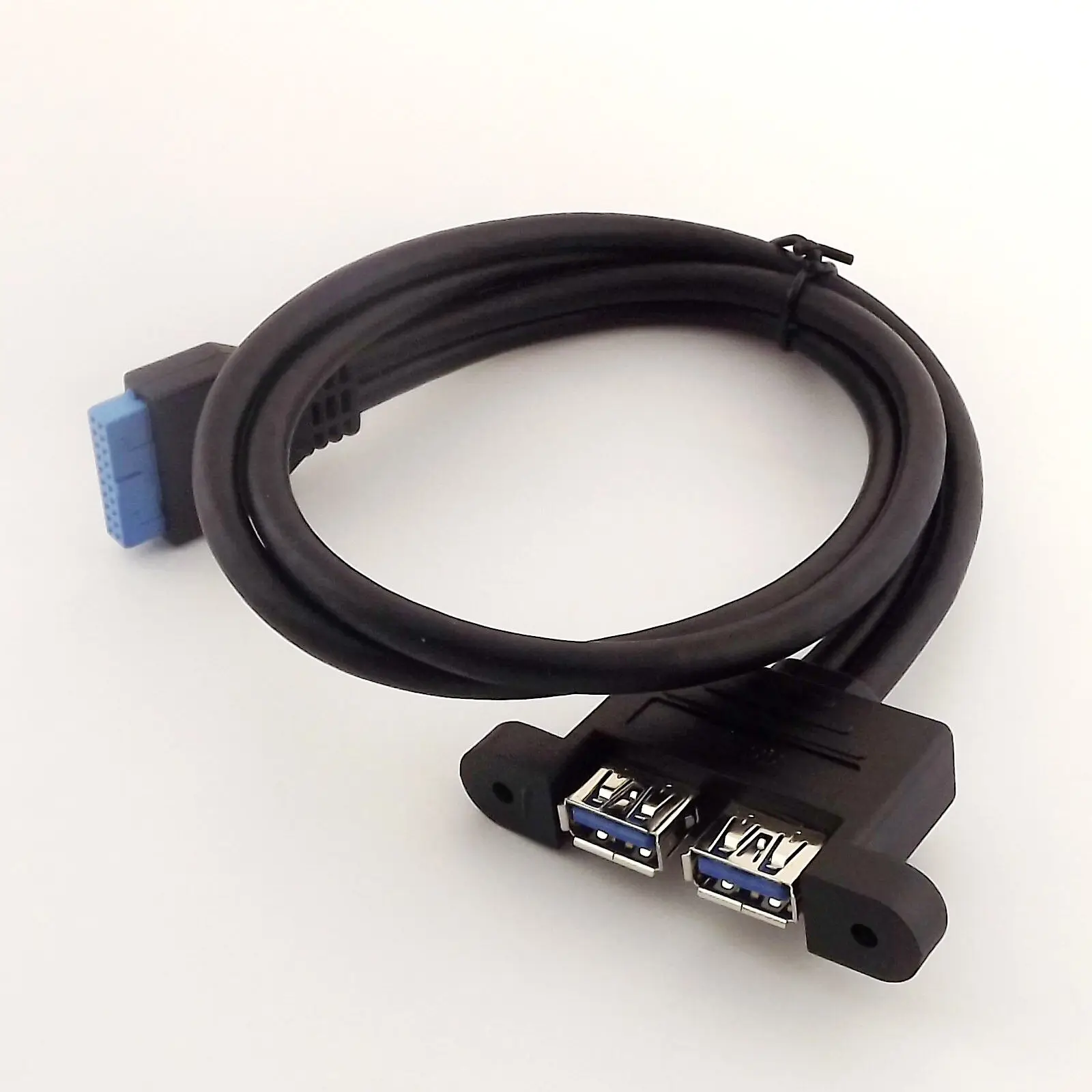 1pcs Dual Port USB 3.0 Moterų Varžtas Kalno 20Pin Antraštė Plokštė Adapterio Kabelį 50cm