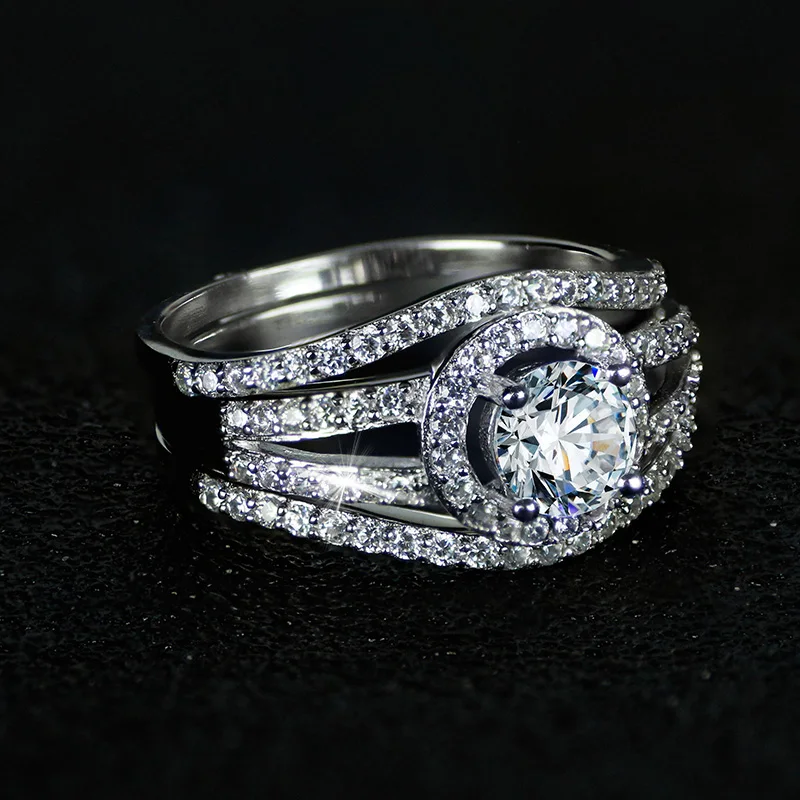 Kalėdų Nekilnojamojo 925 Sterlingas Sidabro Žiedas vestuvinis vestuvinį žiedą, moterims AAA cirkonis bižuterijos 3pcs asmeninį LR235XS