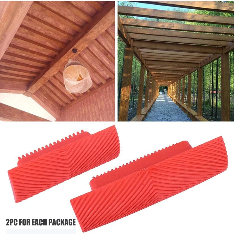 Raudona Gumos Medienos Grūdų Dažų Voleliu, Teptuku Medžio Imitacija, Granuliuojant Sienų Dažai Įrankis Roller 
