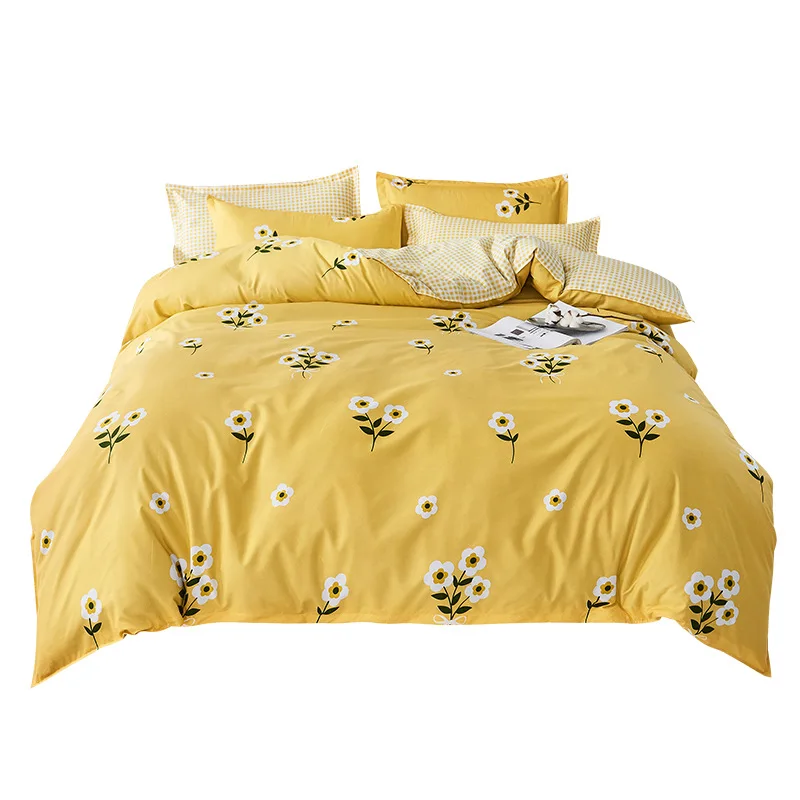 Denisroom geltona gėlė antklode padengti nustatyti daisy lovos užvalkalai šalikas patalynės rinkinys, paklodės ir pagalvių užvalkalai AB22#