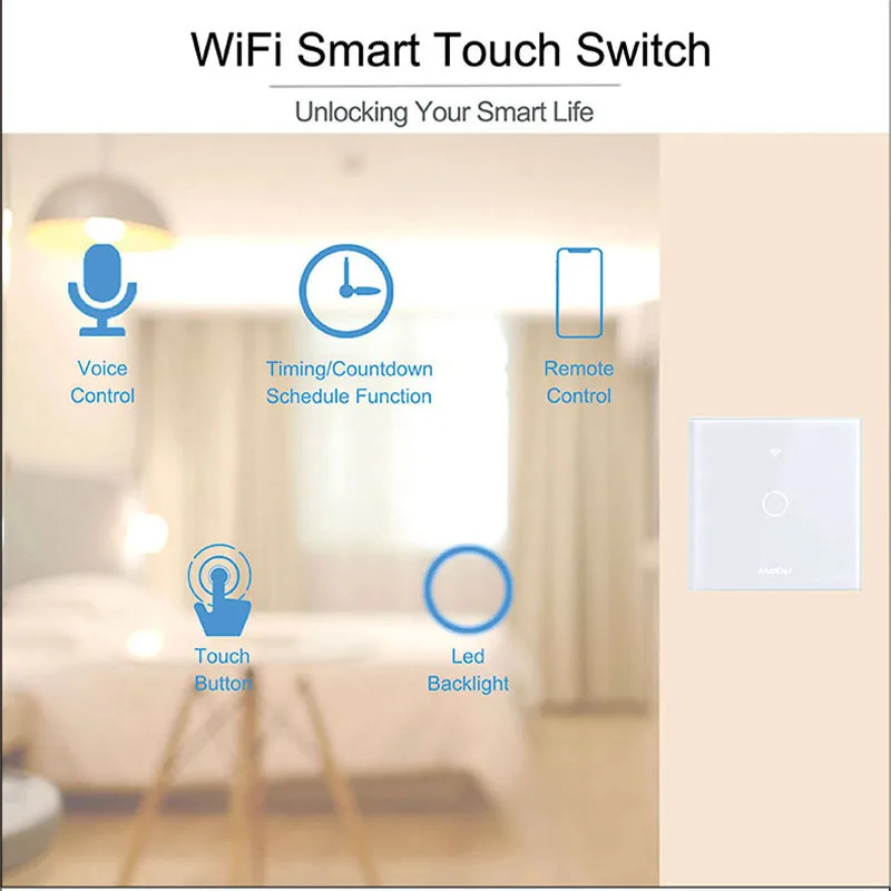 EWeLink WiFi Smart Switch Nėra Neutralus Laidas Reikalingas RF433 Nuotolinio Valdymo Stiklo plokštės Šviesos Jungiklis 1/2/3/4 Gauja