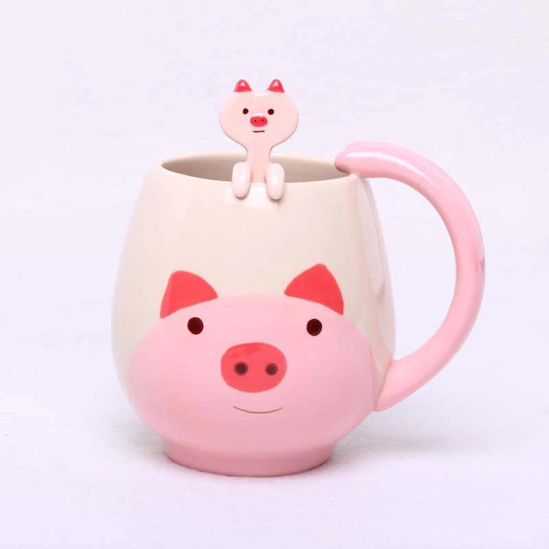 Rankomis dažyti Kavos Puodelio,Animacinių filmų Puikus Kinijos Panda/Varlių/Cat/Kiaulių Keramikos Puodelis Arbatos puodelio įtraukti šaukštas