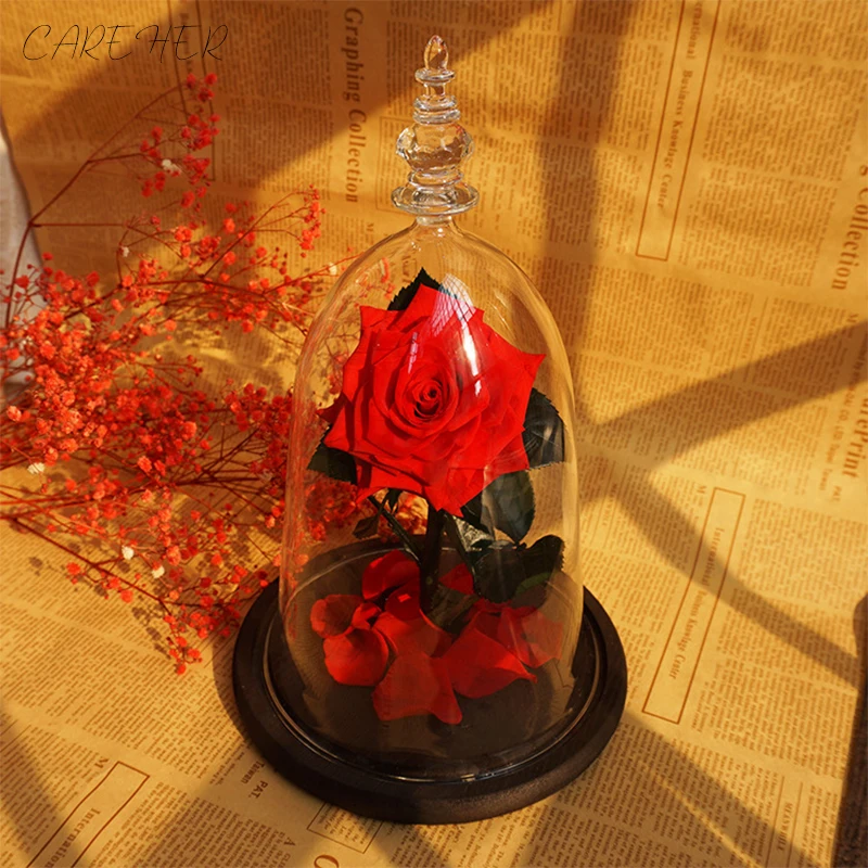 2020 naujausias forever rose stiklo grožio ir žvėrys raudona amžinąjį rožių žiedų moteris valentino romantiškas dovanas namų dekoro