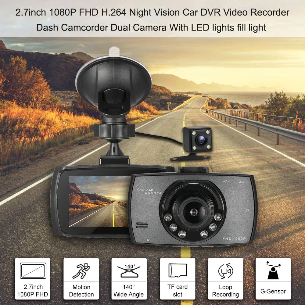 JuneHome Full HD 1080P Automobilių DVR 2.7 Colių IPS Ekraną, Car Camera, Dual Lens Brūkšnys Cam Vaizdo įrašymo Naktinio Matymo G-sensorius