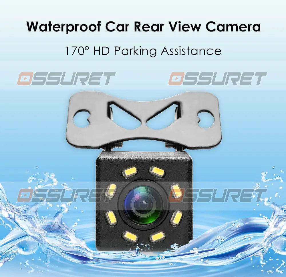 Atvirkštinio vaizdo Kameros Vandeniui 170 Plataus Kampo Ossuret automobilio Galinio vaizdo Kamera Universalus 8 LED Naktinio Matymo Atsarginės HD spalvotą Vaizdą