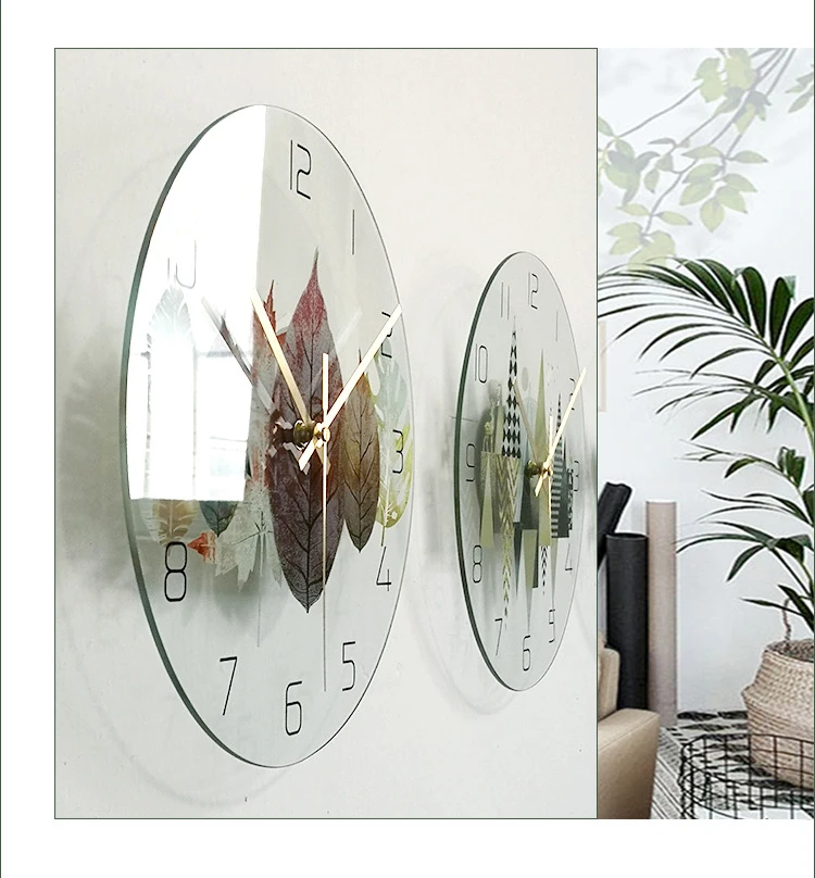 Grūdintas Stiklas Skaidrus Kūrybos Išjungti Modernaus Dizaino Sieninis Laikrodis, Namų Virtuvė, Gyvenamasis Kambarys Dekoro baterijomis, Silent