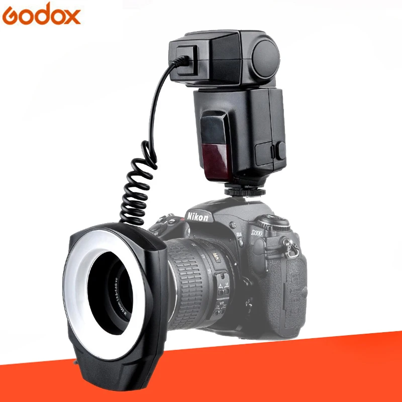 Godox ML-150 Macro Ring Flash Speedlite Vadovas Numeris 10 su 6 Objektyvo Adapteris Žiedai Canon Nikon 
