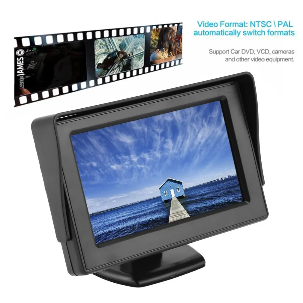 4.3 Colių TFT LCD Ekranas Automobilio galinio vaizdo Spalvotas Ekranas 2-kanalų Vaizdo Įvestis Vaizdo Atbulinės eigos Automobilių VCD/DVD/GPS/vaizdo Kamera