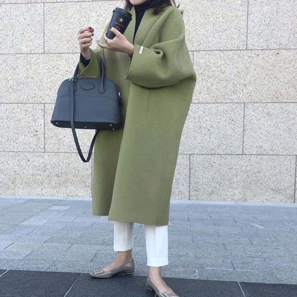 Korėjos Moterys Plonas Paltas Moteriška Atsitiktinis Palaidų Vientisos Spalvos Outwear Naujas Mados Šiluma Ilgai Dangomis, Pavasarį, Rudenį, Negabaritinių Viršūnės