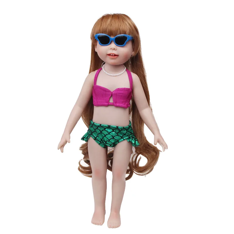 Lėlės drabužių Undinė žalia uodega maudymosi kostiumėlį Bikini kostiumas žaislas tinka priedai 18 colių Mergina lėlės ir 43 cm kūdikių lėlės c575