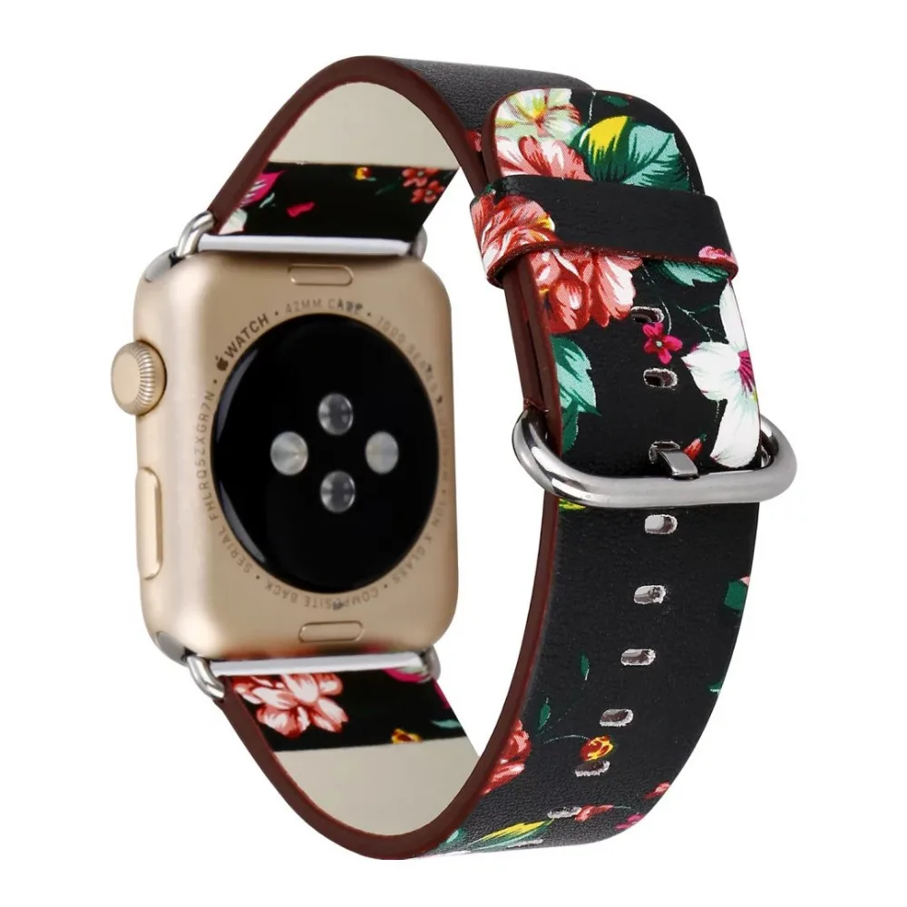 Odinis dirželis, Apple Watch band 44mm/40mm correa iwatch 42mm/38mm Gėlių Spausdinti Apyrankė 