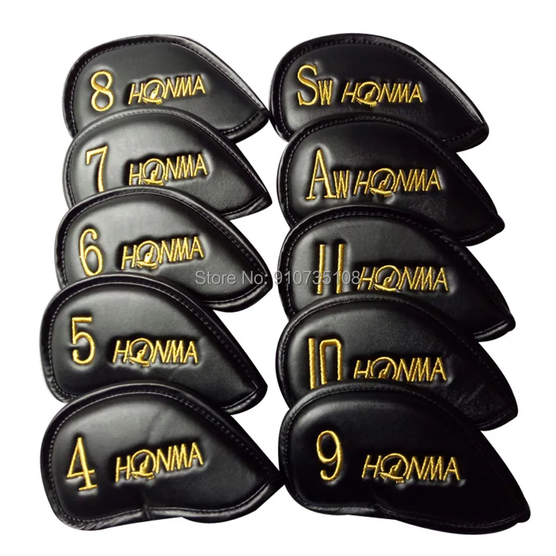New10pcs/set Honma golfo geležies klubas headcover nustatyti upscale PU protas vienpusis siuvinėjimo golfo strypai padengti 4-11 AW SW Nemokamas pristatymas