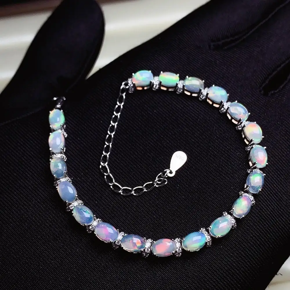 KJJEAXCMY boutique papuošalus 925 sterlingas sidabro inkrustacijos gamtos Opalas brangakmenio apyrankės moterų palaikymo testą