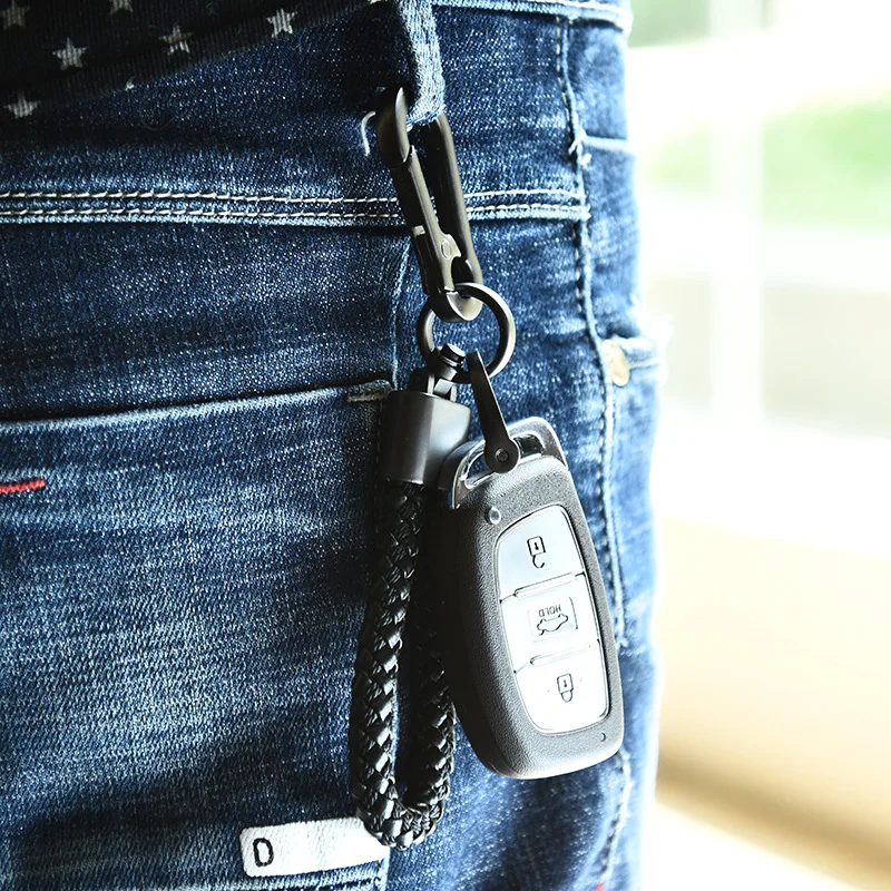 Aukštos Kokybės 360 Laipsnių Besisukantis Keychain Vyrų Pasagos formos Sagtis paketų prižiūrėtojų raktinę Rankomis Austi Oda Automobilių Key Chain Turėtojas Kūrybos 