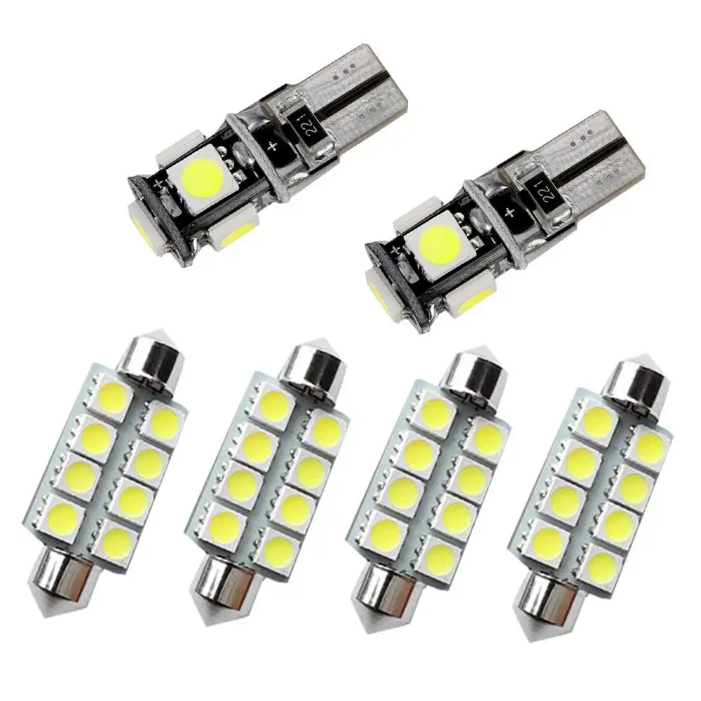 6Pcs Canbus Balta LED Lempa, Automobilių Lemputės Interjero Paketas Rinkinį, Skirtą 