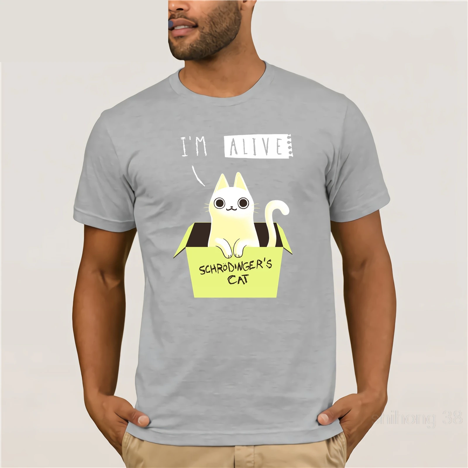 SCHRODINGER NAKTĮ Kokybės T Marškinėliai Vyrams Spausdinimo Trumpas Rankovės O Kaklo Marškinėlius Vyrų Hip-Hop trumpomis Rankovėmis T-Shirt