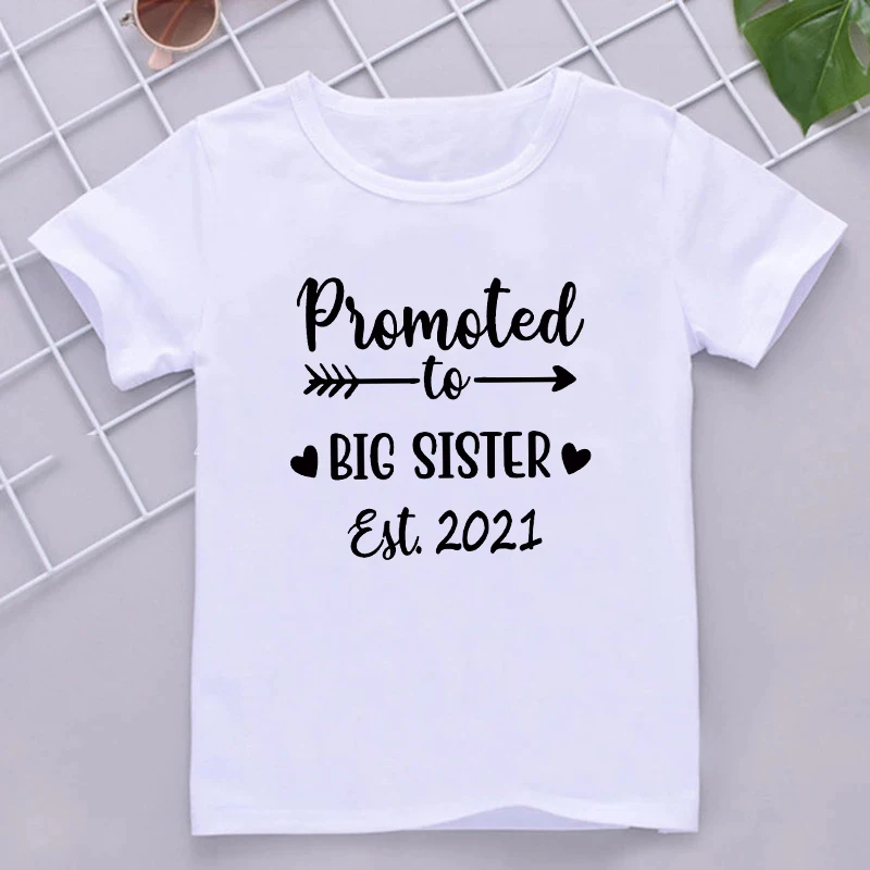 Vaikai Marškinėlius Vasaros Mados Vaikai Marškinėlius Trumpomis Rankovėmis Balti Marškinėliai Topai Skatinama Big Sister 2021 Laiškas Spausdinti Vaikams Drabužių