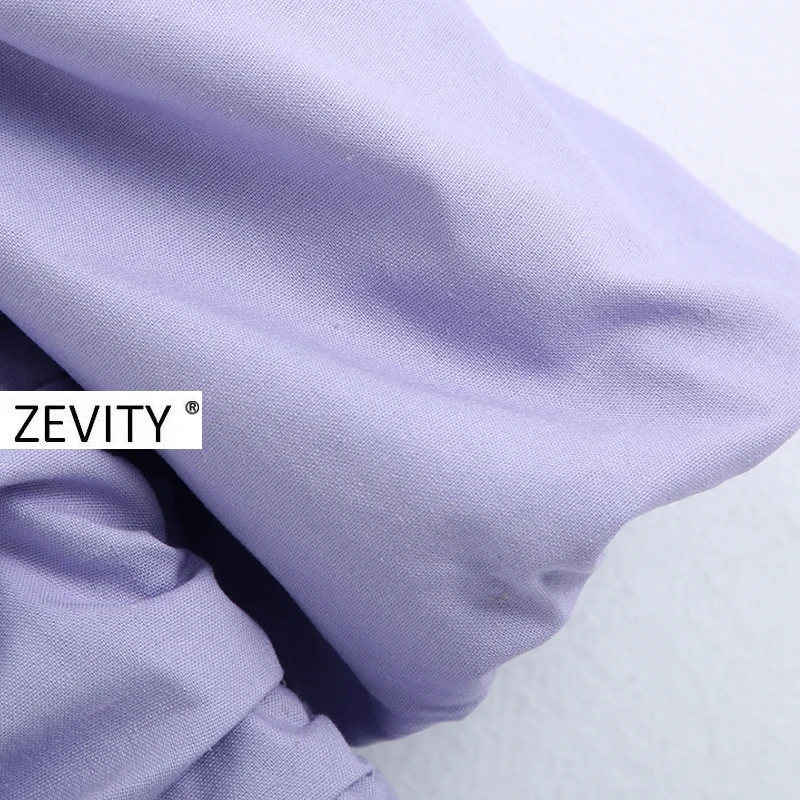 Zevity moterų mados vientisos spalvos klostuotas trumpas smock palaidinė moteriška sluoksniuotos rankovėmis pusėje užtrauktukas slim marškiniai, elegantiškos apkarpyti viršūnes LS7041