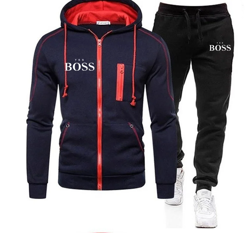 Naujas Taip Boss vyriški Kostiumas Hoodie + Kelnės Bėgiojimas Harajuku Sportinę Atsitiktinis Vyrų/Moterų Sporto Mokymo Marškinėliai Tracksuit Prekės