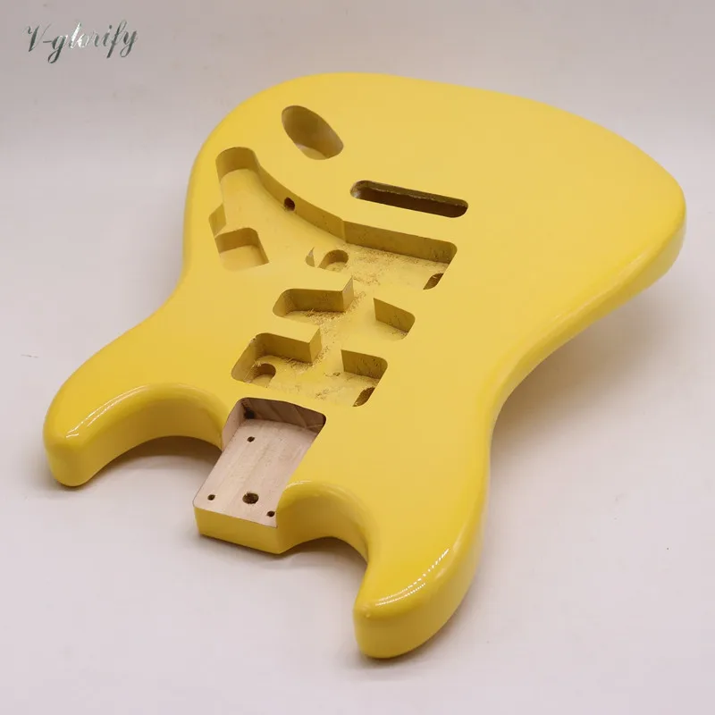 Geltona tuopos medienos ST elektrinė gitara kūno gitara barelį